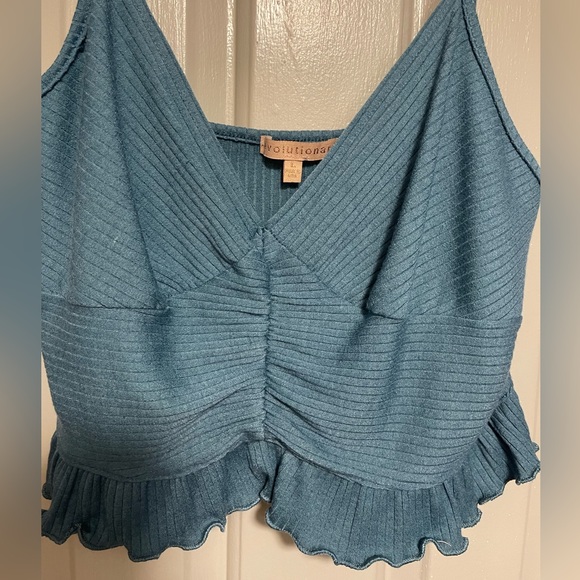Blue top with adjustable spaghetti straps - Picture 2 of 4